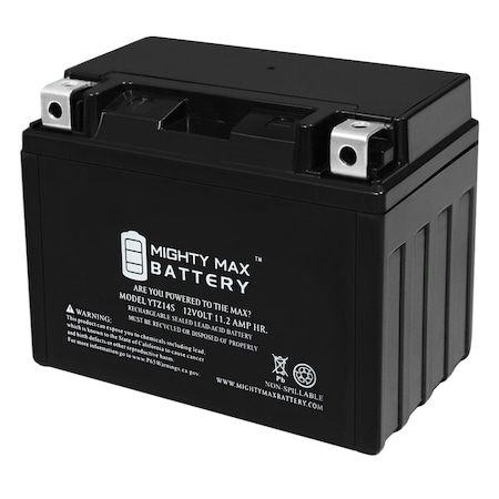 MIGHTY MAX BATTERY 12V 11.2Ah 230 CCA Rechargeable Sealed Lead Acid Power Sport Battery YTZ14S